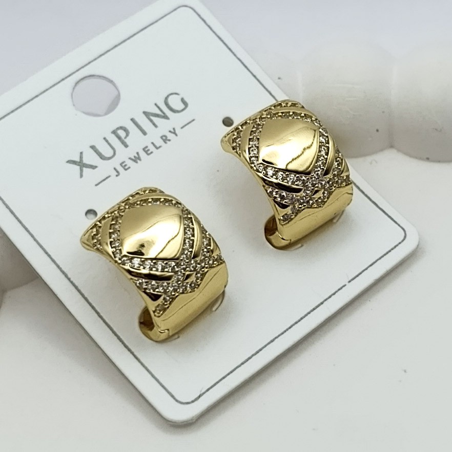 Xuping Küpe Crossline Çapraz Çizgi Desen Halka Model 14k Gold Renk