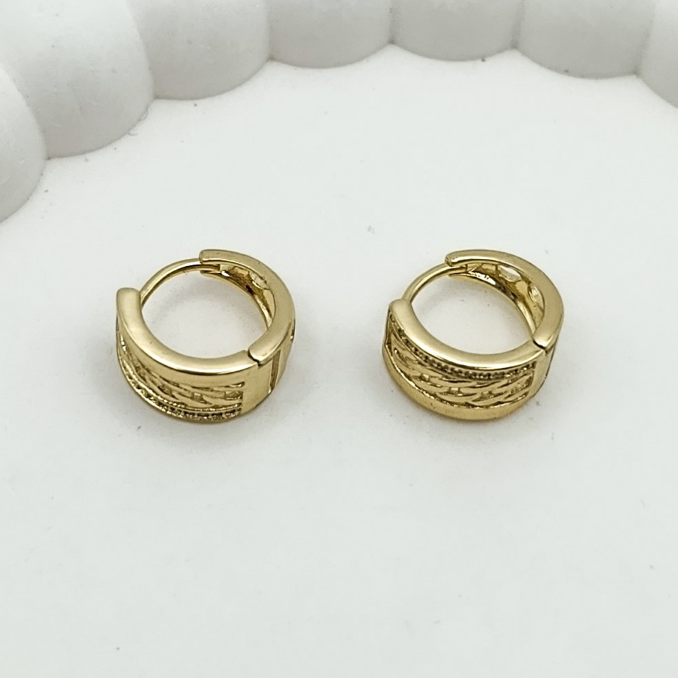 Xuping Küpe Altın Zincir Zerafet Kalın Halka Model Zirkon Taşlı 14k Gold Renk
