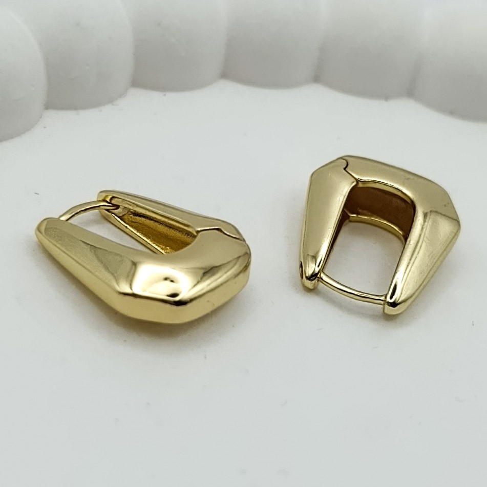 Xuping Küpe Prestij Halkası Model Modern Köşeli Tasarım 14k Gold Renk