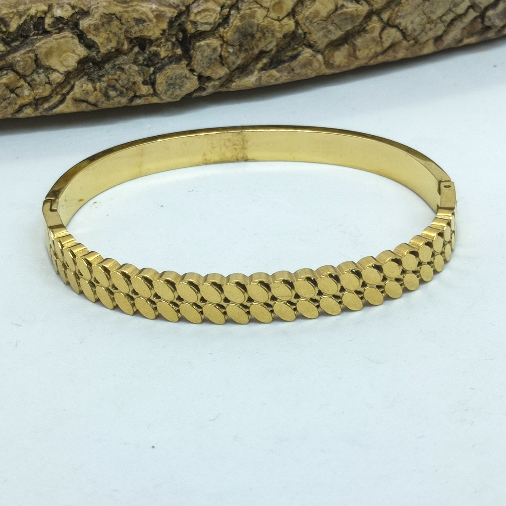 Çelik Adana Burma Model Kelepçe Bilezik Gold Renk
