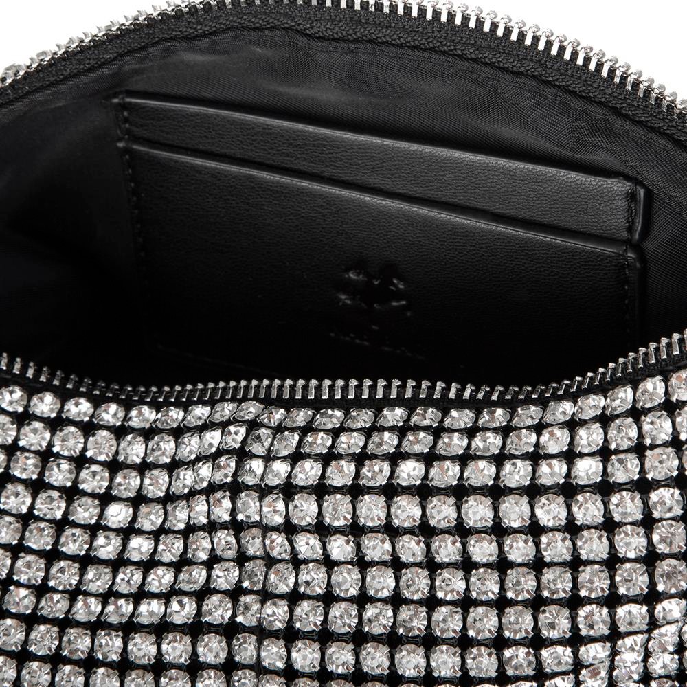 Nas Bag Kadın Çapraz Çanta Siyah White Diamond Siyah Taşlı Şık Askılı Köşeli