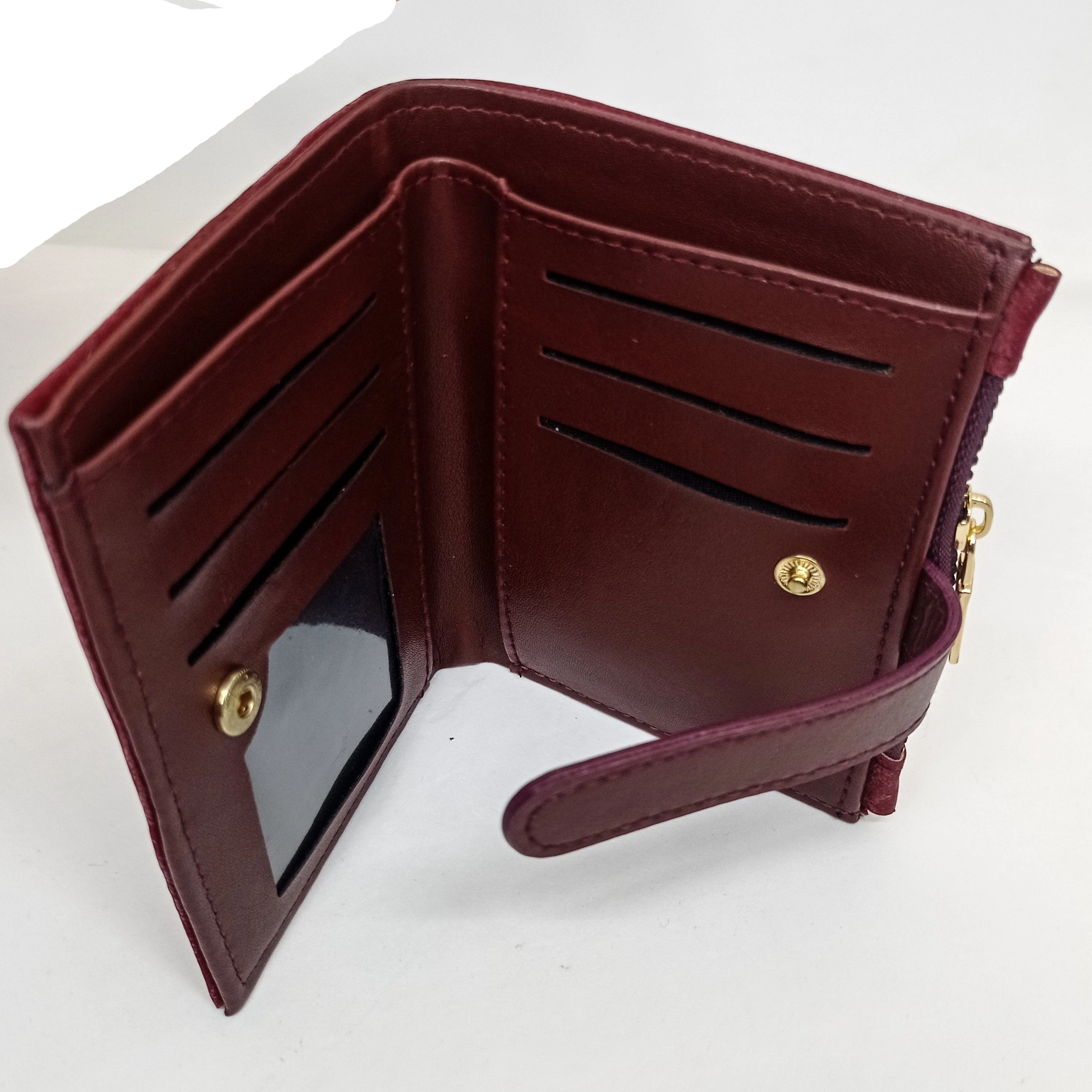 Süet Ve Parlak Kadife Kumaş Kemerli Kare Cüzdan