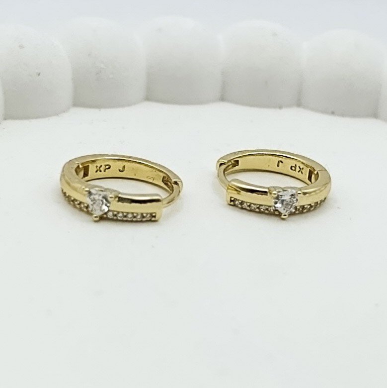 Xuping Küpe Tek Taş Zerafet Halka Model Zirkon Taşlı 14k Gold Renk