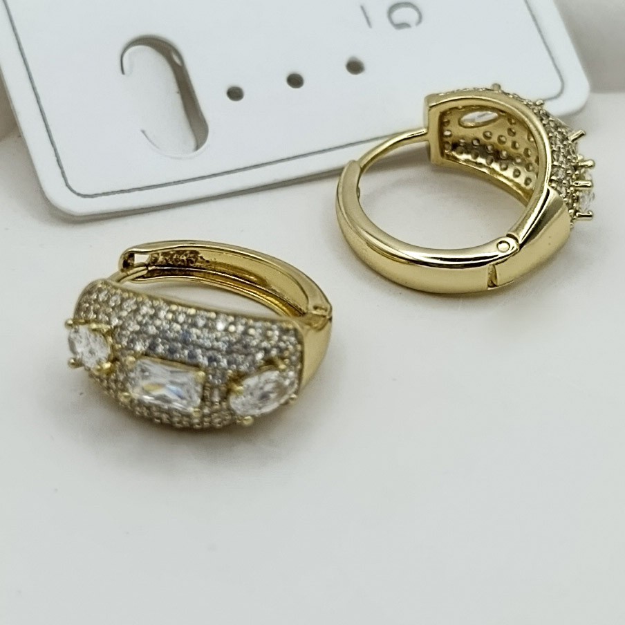 Xuping Küpe Crown Taç Küpe Şık Tasarım Zirkon Taşlı Halka 14k Gold Renk