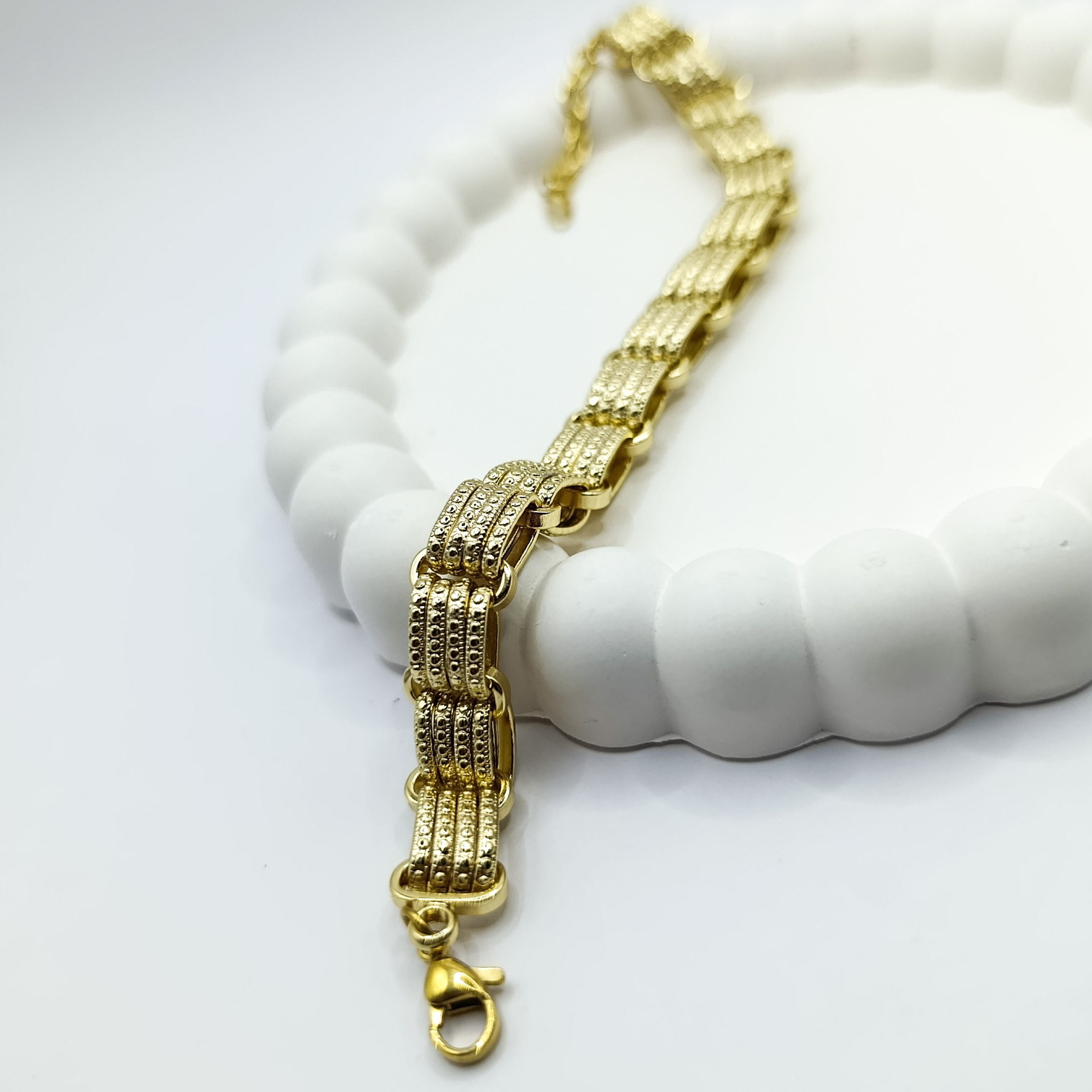 Xuping Bileklik 4 Oval Halka Dikey Yanyana Zİncir Tanesi Model 14K Gold Renk