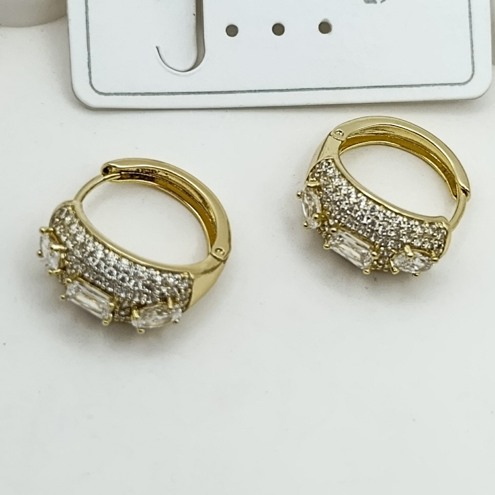 Xuping Küpe Crown Taç Küpe Şık Tasarım Zirkon Taşlı Halka 14k Gold Renk