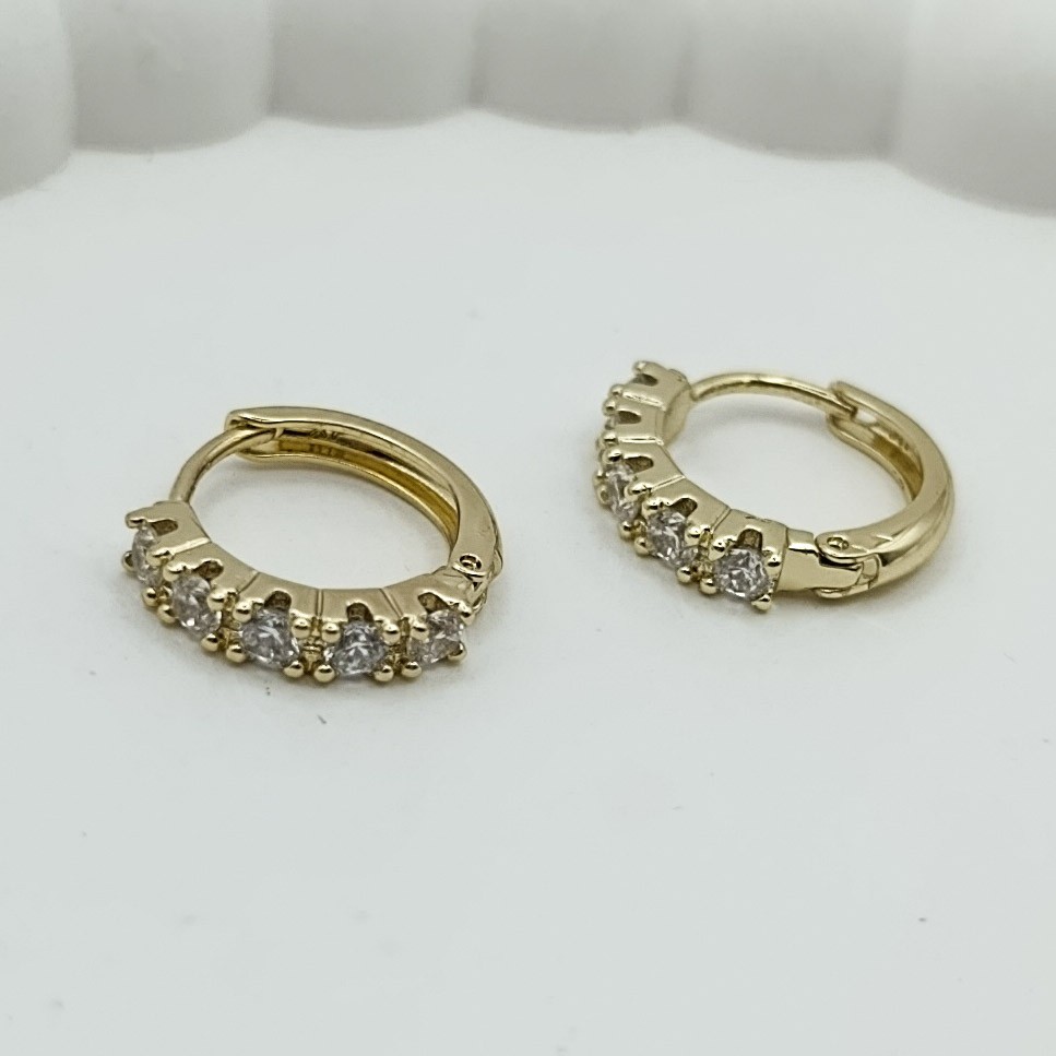 Xuping Küpe Kristal Zerafet Halka Model Zirkon Taşlı 14k Gold Renk