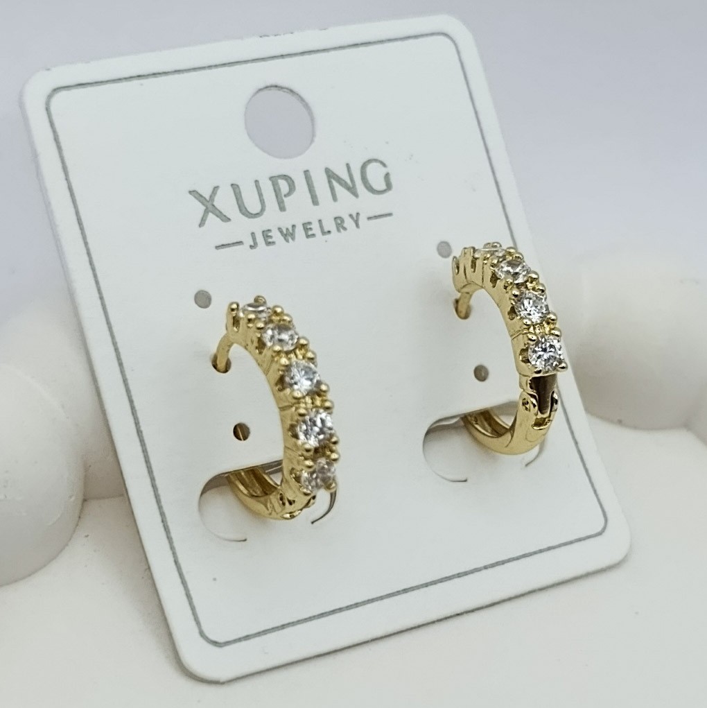 Xuping Küpe Kristal Zerafet Halka Model Zirkon Taşlı 14k Gold Renk