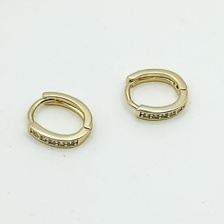 Xuping Küpe Minimal Işıltı Halka Model Zirkon Taşlı 14k Gold Renk