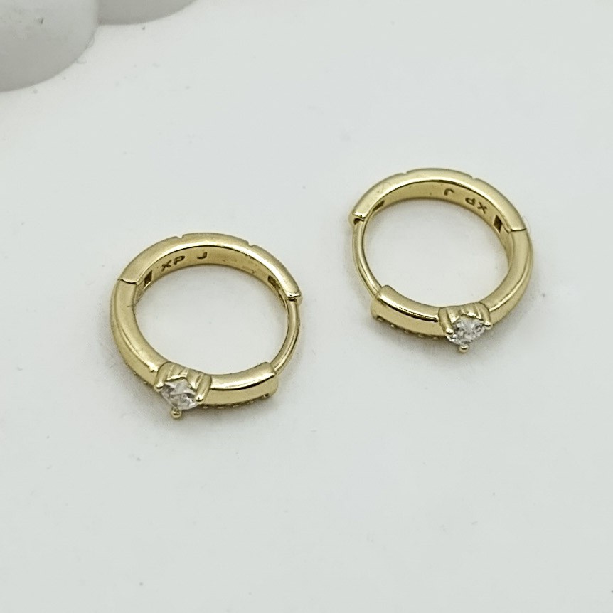 Xuping Küpe Tek Taş Zerafet Halka Model Zirkon Taşlı 14k Gold Renk