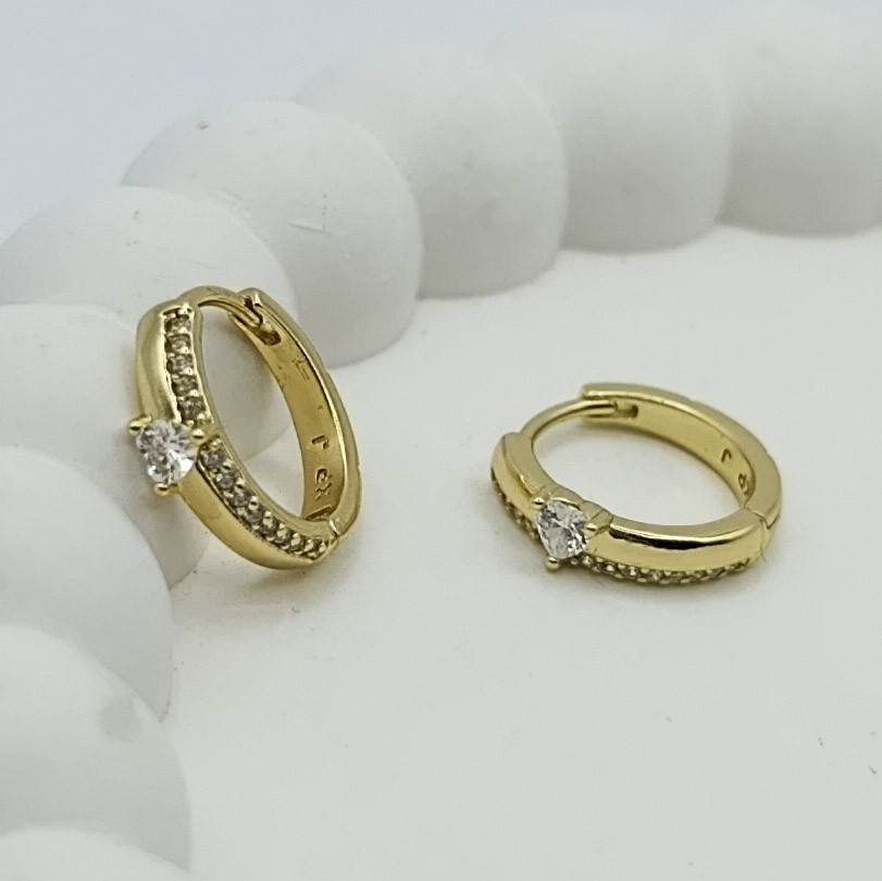 Xuping Küpe Tek Taş Zerafet Halka Model Zirkon Taşlı 14k Gold Renk
