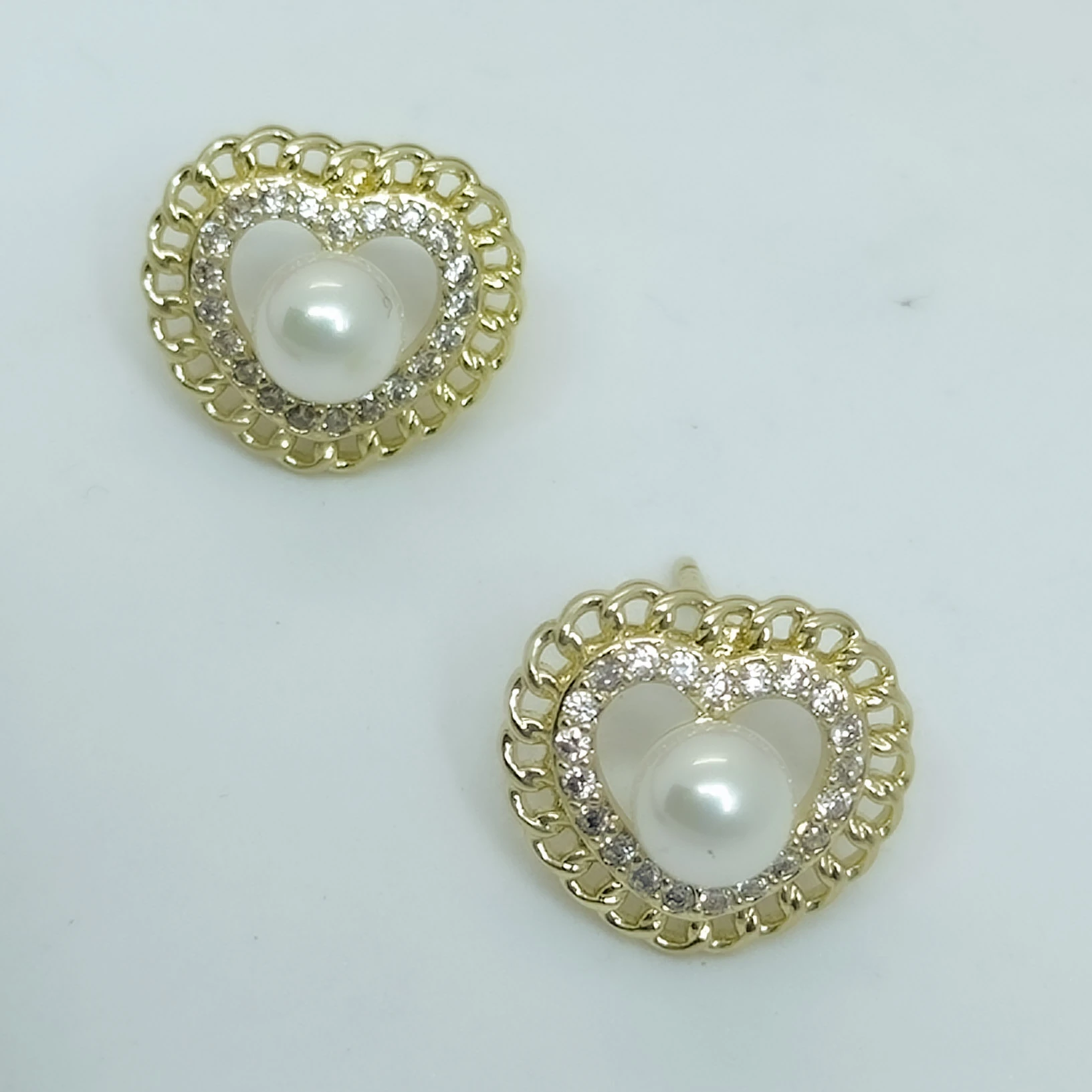 Xuping Küpe 14k Gold Renk - Kalpli İncili Küpe