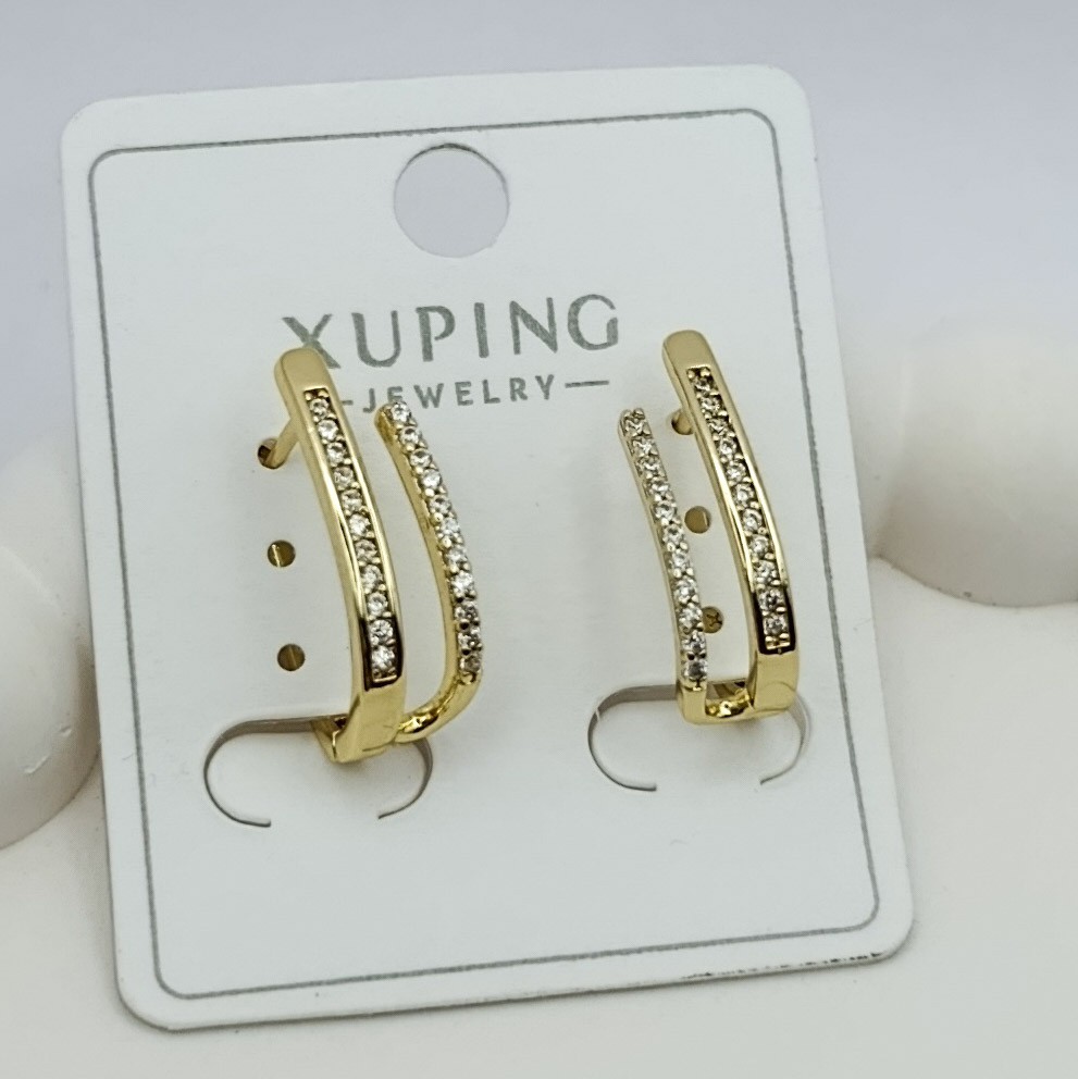 Xuping Küpe Infinity Lines Sonsuzluk Çizgileri Model Zirkon Taşlı 14k Gold Renk