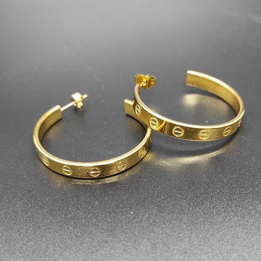 Çelik Cartier Halka Küpe Çivili 3,2 Cm Çap