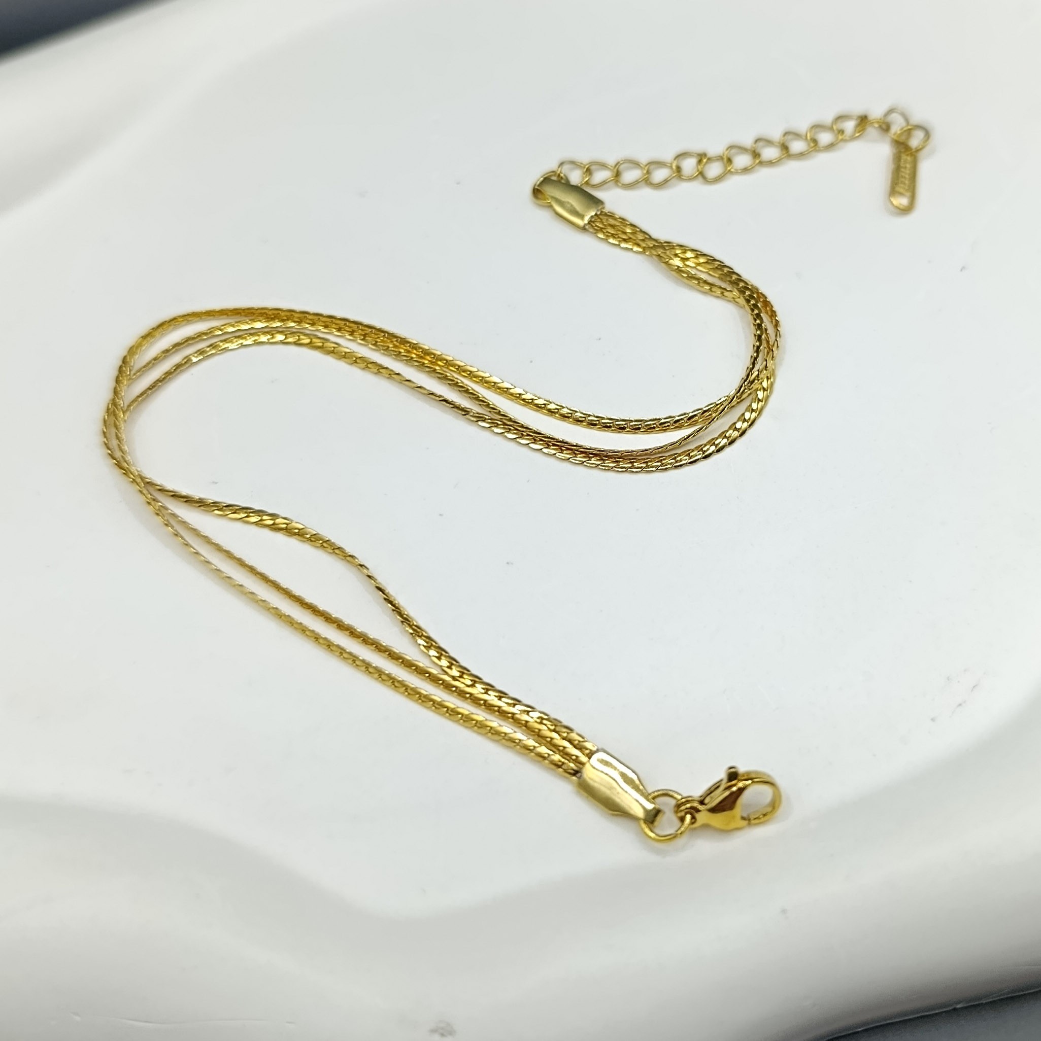 Çelik Halhal Balıksırtı Model 3 Zincir Gold Renk