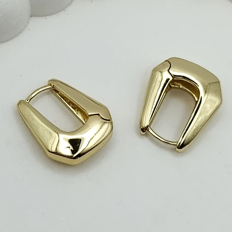 Xuping Küpe Prestij Halkası Model Modern Köşeli Tasarım 14k Gold Renk