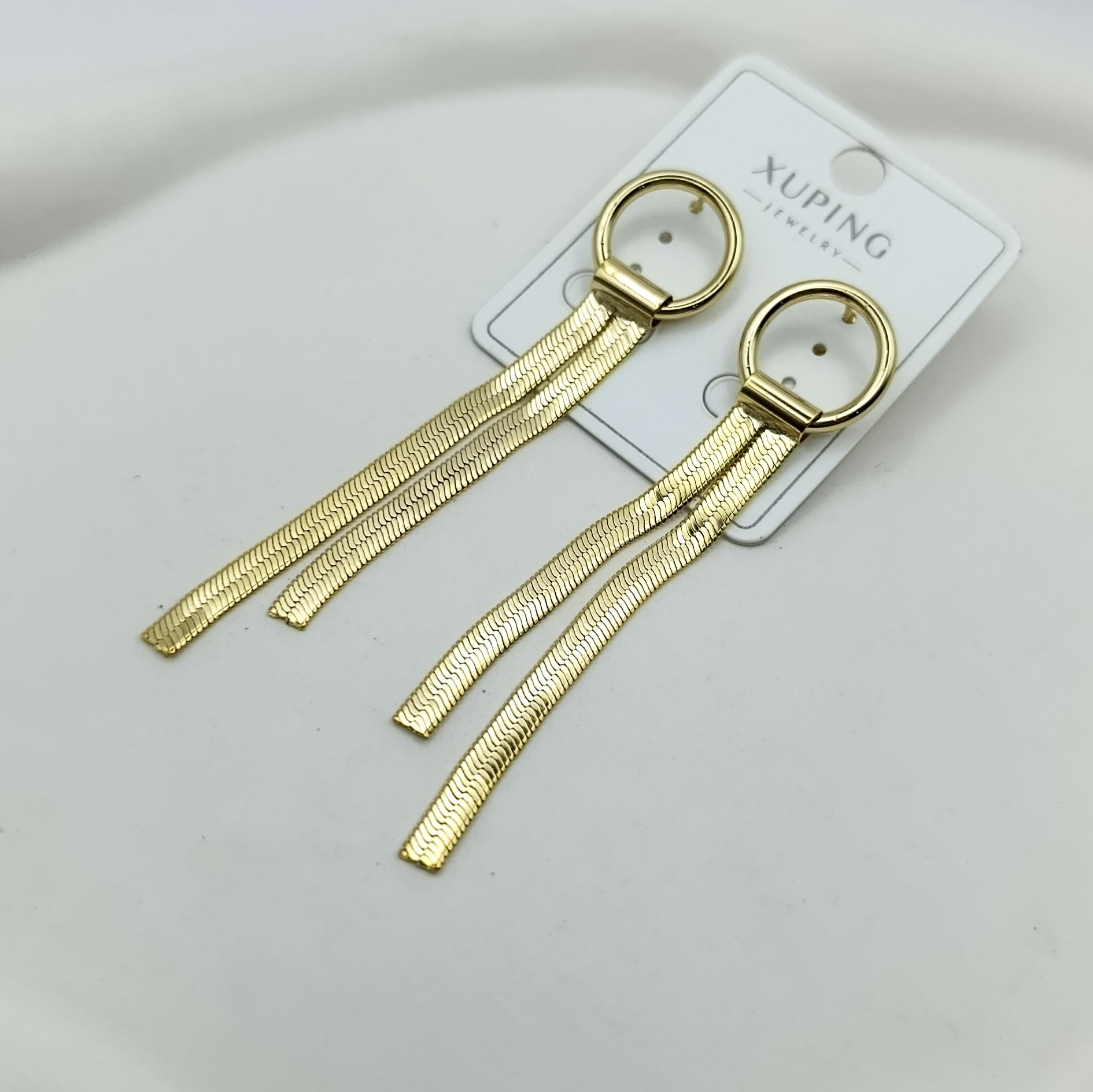 Xuping Küpe Chains Küpe Halkaya Bağlı Sallantılı İtalyan Zincirli 14k Gold Renk