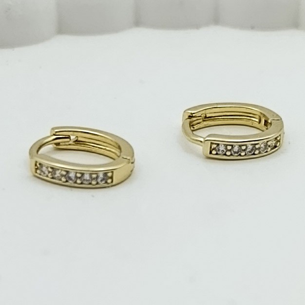 Xuping Küpe Minimal Işıltı Halka Model Zirkon Taşlı 14k Gold Renk