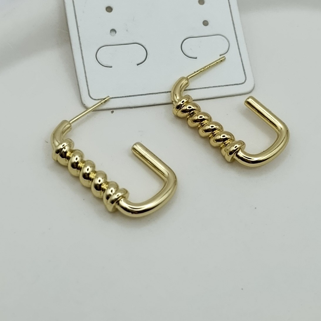 Xuping Küpe Curve Model Yay Detaylı Oval Halka 14k Gold Renk