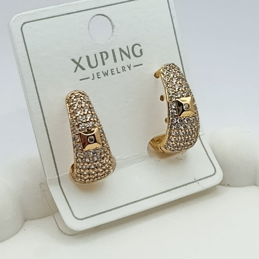 Xuping Küpe Zerafet Halkası Model Sıvama Zirkon Taşlı Rose Gold Renk