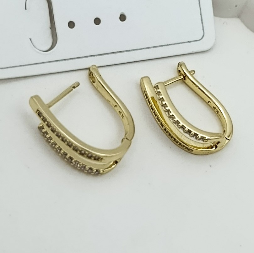 Xuping Küpe Infinity Lines Sonsuzluk Çizgileri Model Zirkon Taşlı 14k Gold Renk