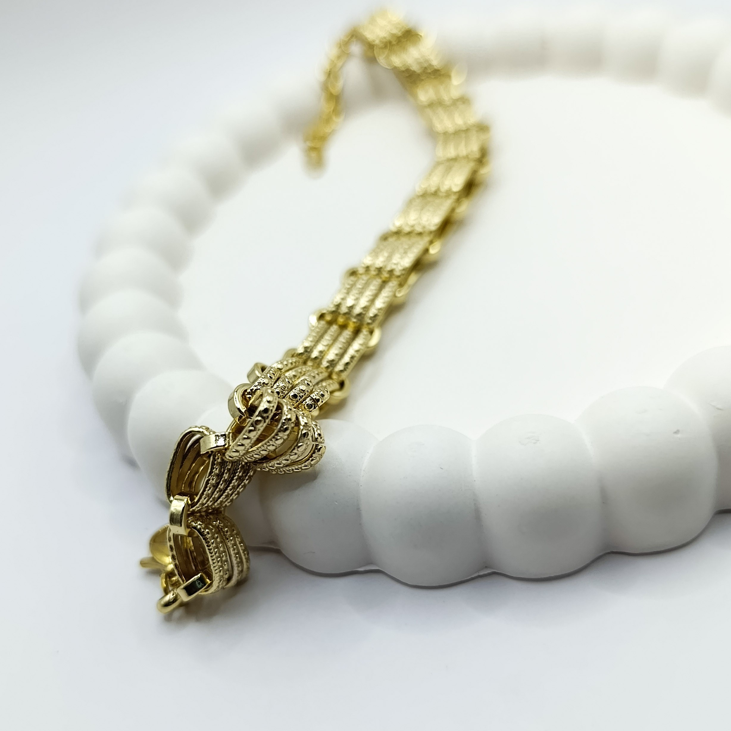 Xuping Bileklik 4 Oval Halka Dikey Yanyana Zİncir Tanesi Model 14K Gold Renk