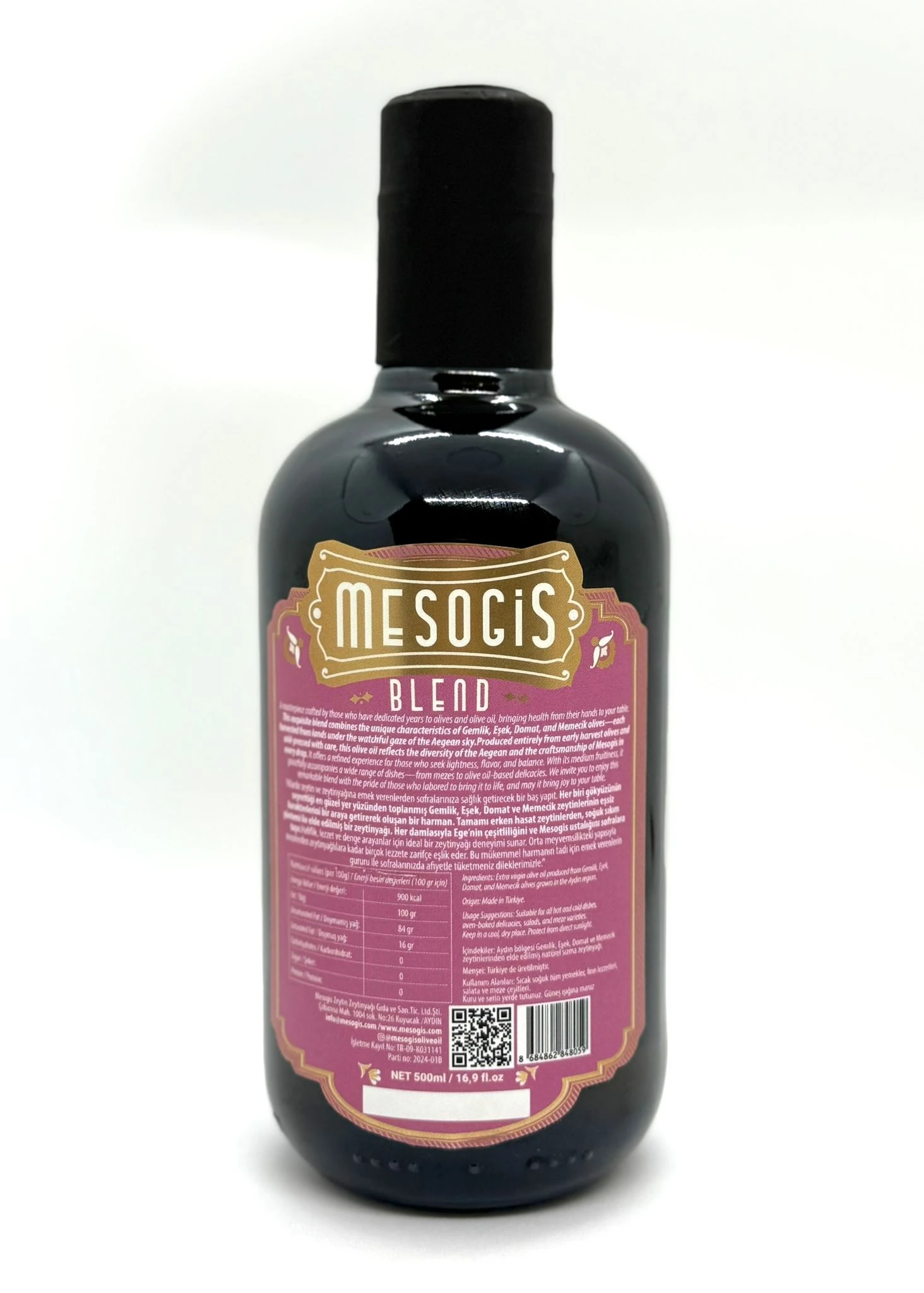 Mesogis Blend – Yumuşak & Çok Yönlü Natürel Sızma Zeytinyağı | Erken Hasat | Soğuk Sıkım | 500ml 2024-2025 sezonu