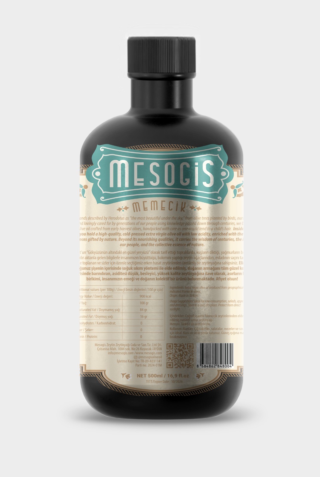MEMECİK Erken Hasat Natürel Sızma Zeytinyağı 500ml