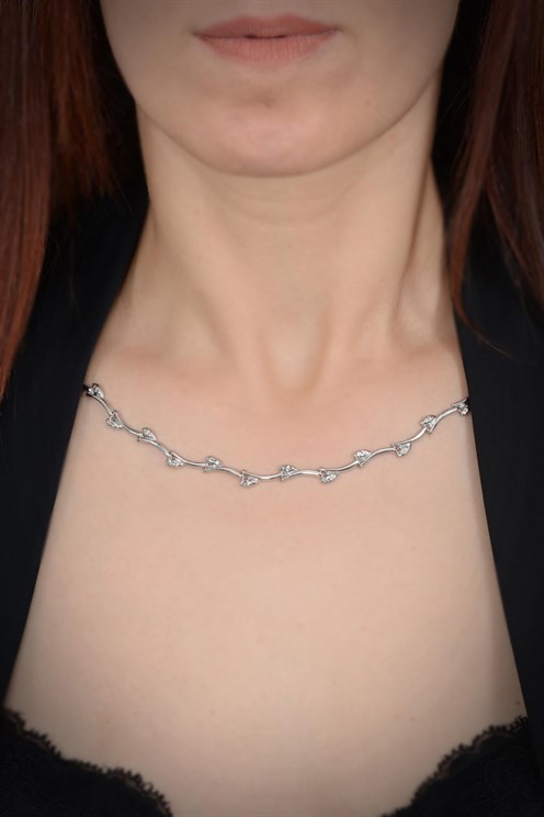Ayışığı Kalp Figür Model 925 Ayar Gümüş Su Yolu Set - Kolye, Bileklik - GTSAYISIGI1-GMS