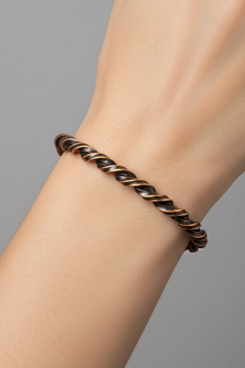 Tork Model %100 Saf Bakır Erkek Kadın Bileklik – Metal Kutu ve Doğal Taşlar