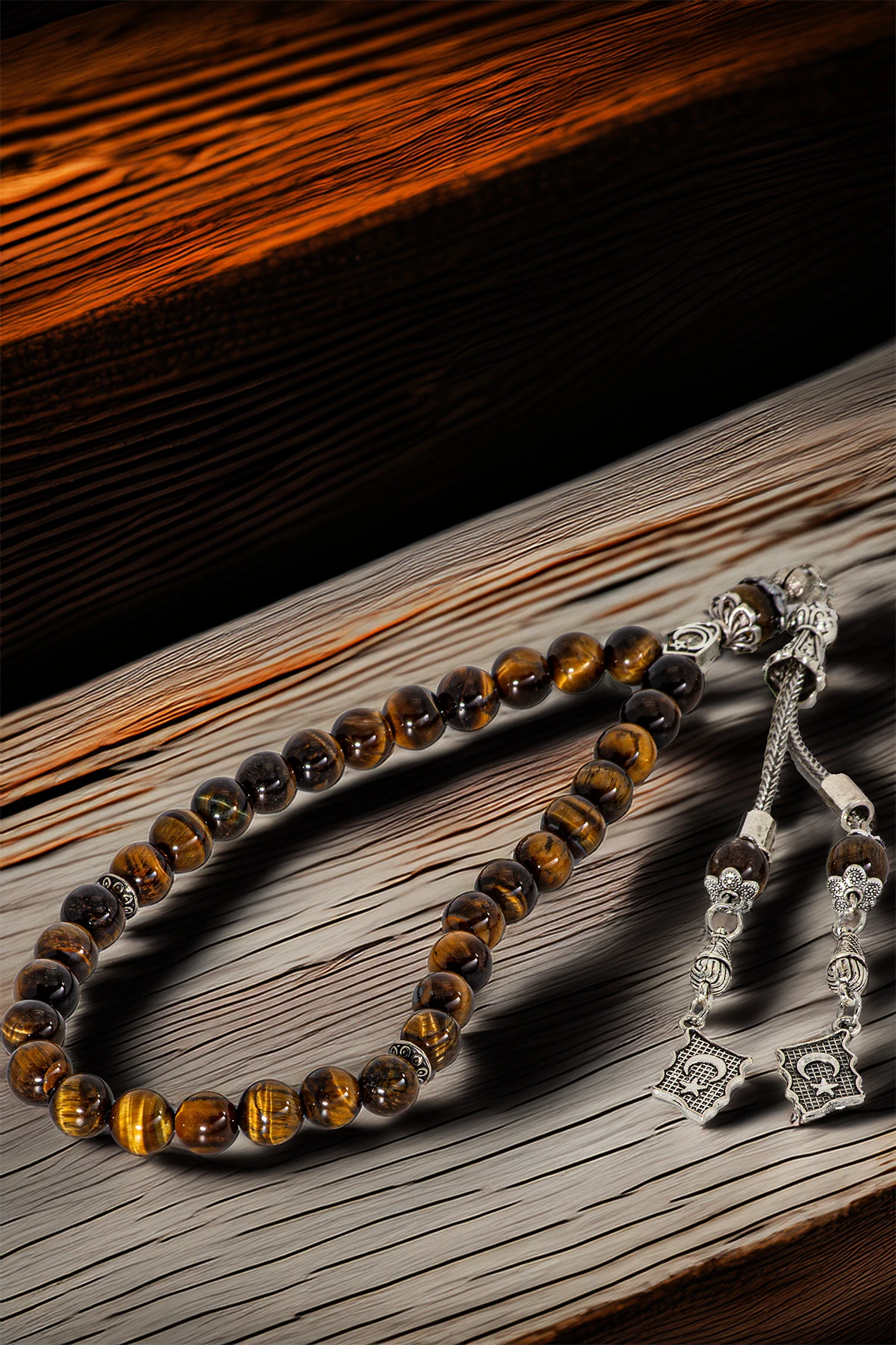 Erkek Doğal Taş Tespih - Doğal Kaplangözü Taşlı Ortaboy Tesbih