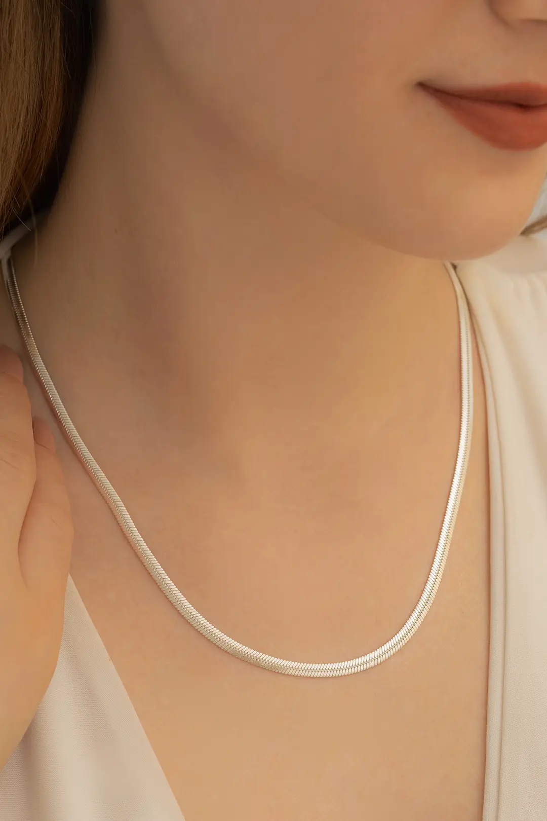 Women's Silver Necklace 925 K Bombeli Ezme Silver Women's Necklace