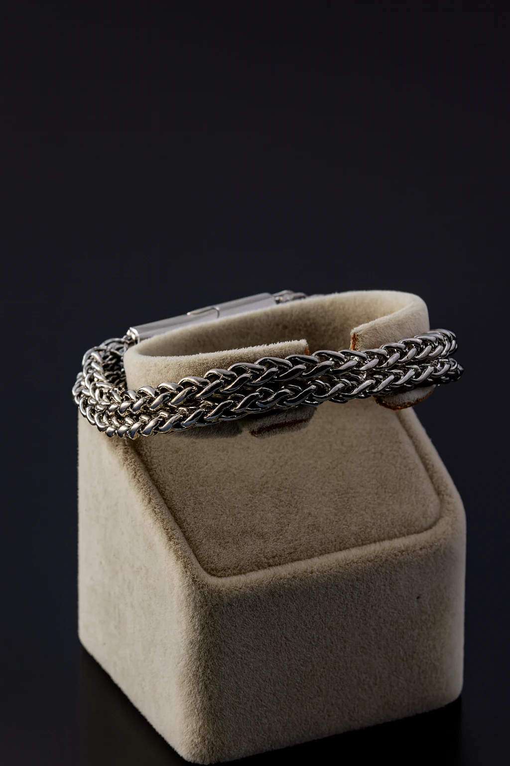 Erkek Çelik Kral Bileklik - Çift Sıra Kalın Zincir Model