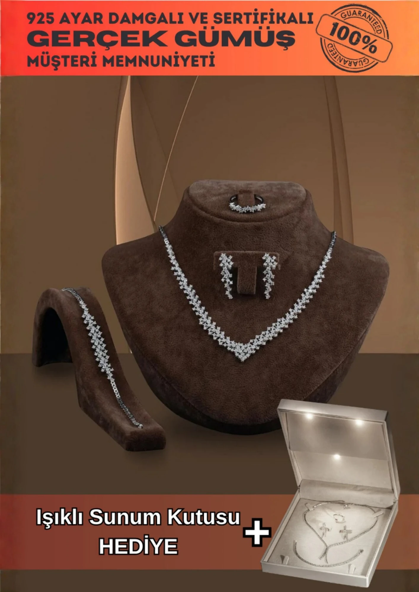 Arın Bayan Zirkon Taşlı Gümüş Su Yolu Set - Kolye, Bileklik, Küpe, Yüzük