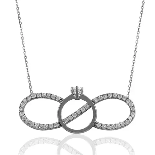 Sevgiliye Gift Infinity & Solitaire Women's Silver Necklace