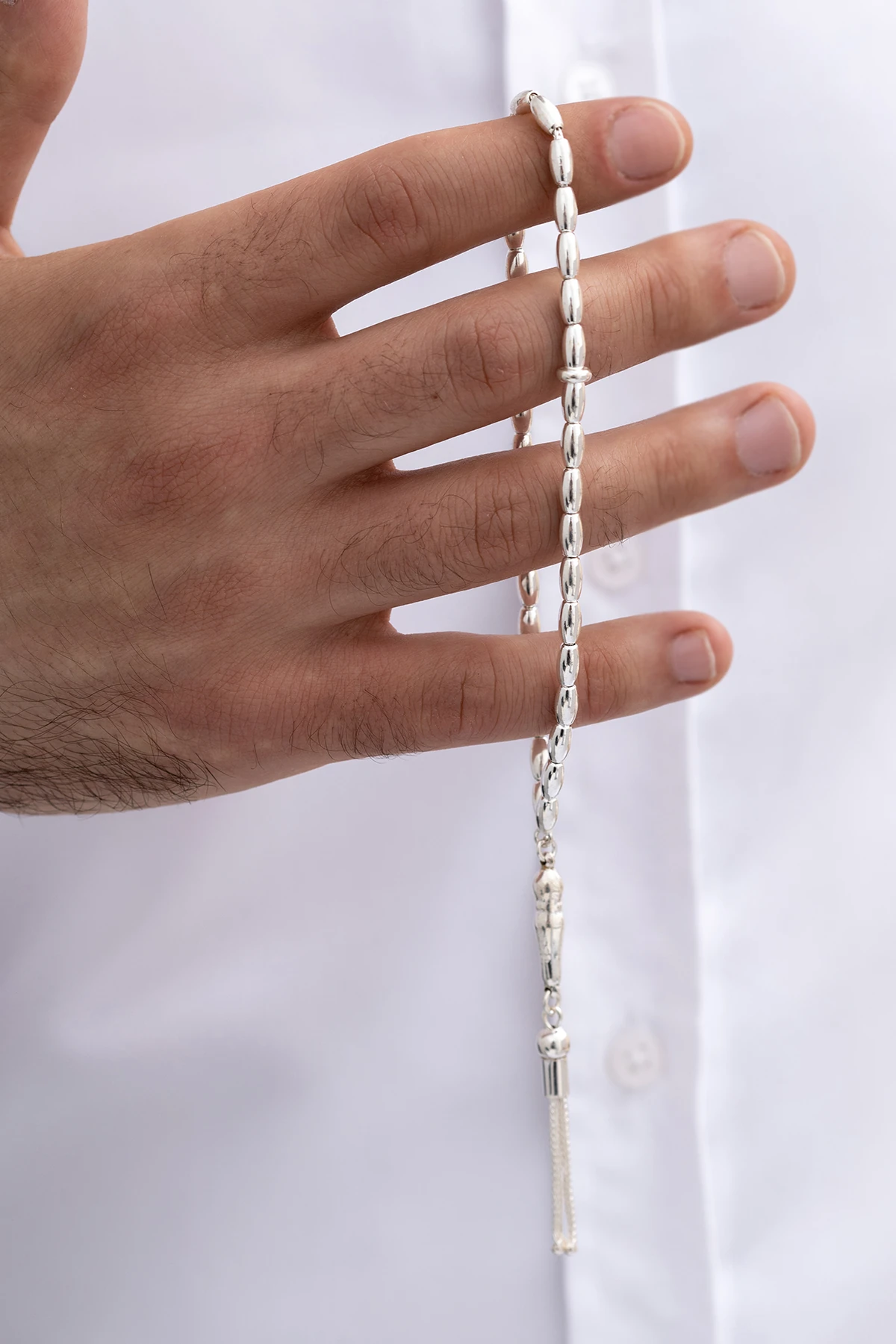 Gümüş Tespih Arpa Kesim Orta Boy 15gr