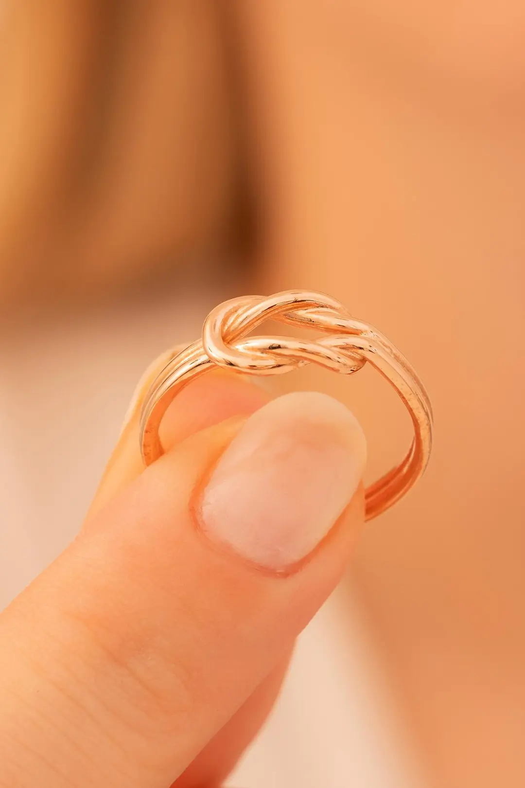 Women's Silver Ring Handcrafted Rose Plated Love Knot Women's Ring