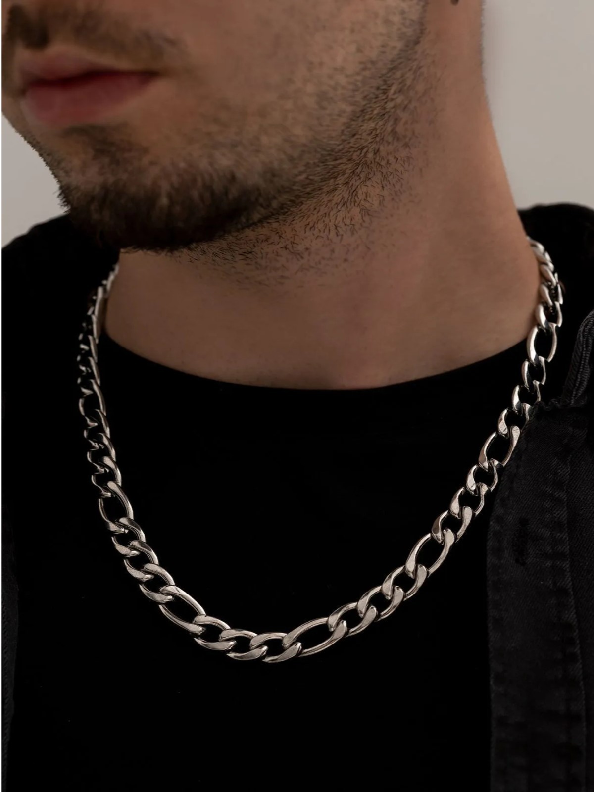 Erkek Çelik Kolye - 11 Mm Figaro Model Çelik Kolye