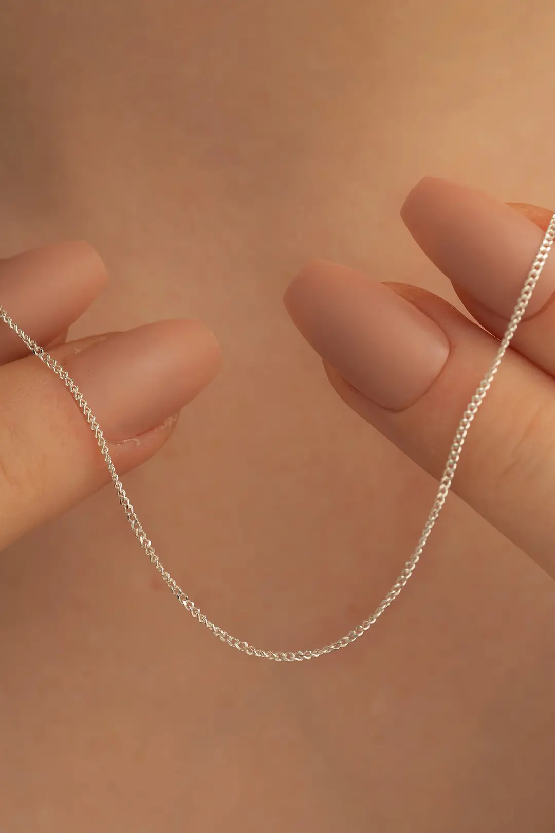 Women's Silver Necklace 925 K 1 mm Gourmette Silver Women's Necklace
