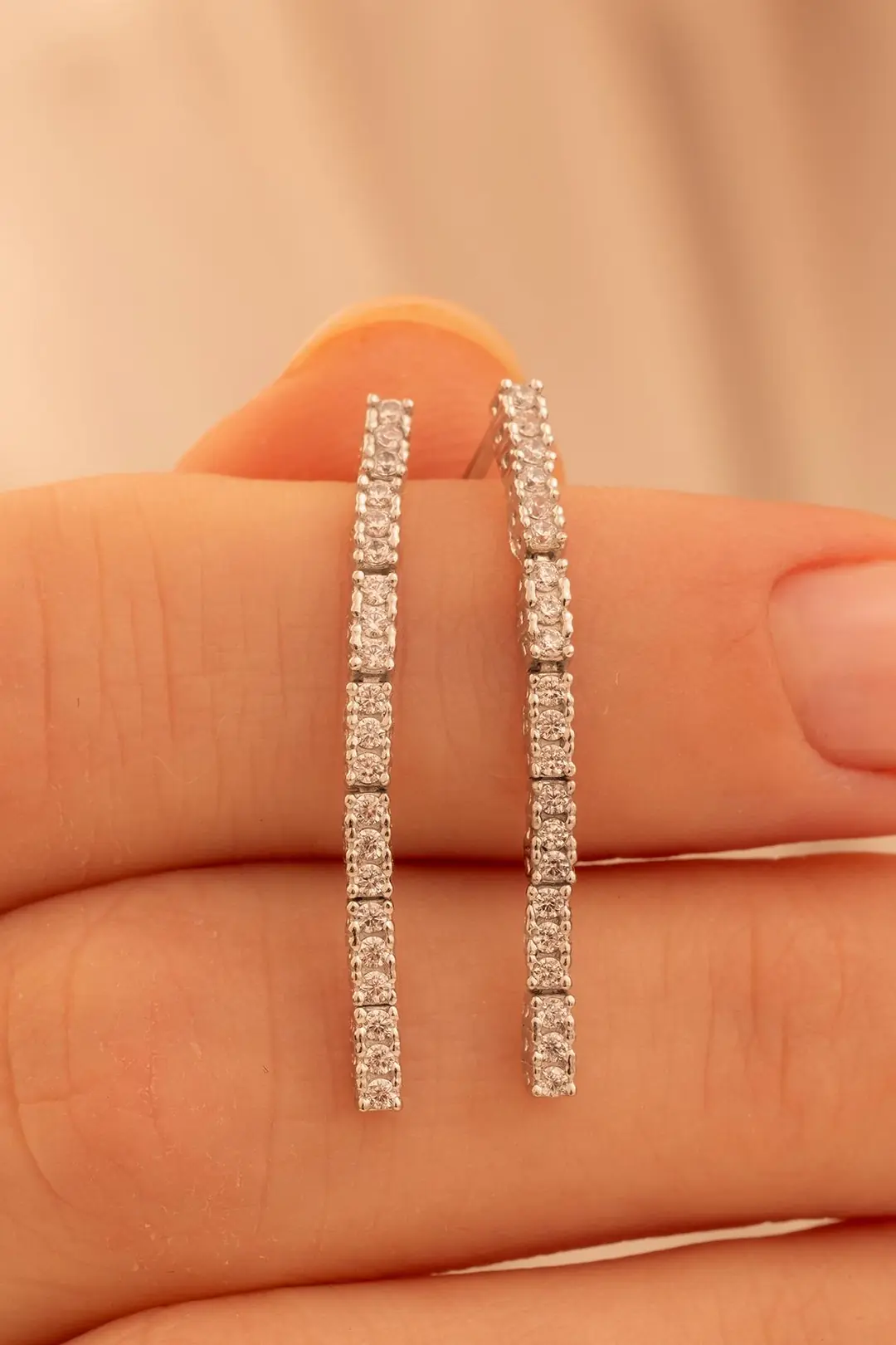 Women's Silver Earrings Duru Zircon Stone-set Women's Earrings