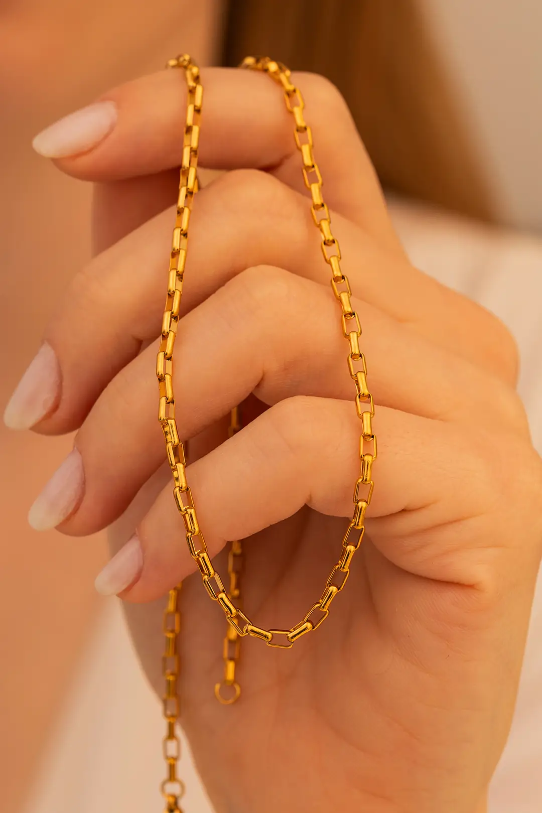 Women's Steel Necklace Gold Plated Hoop Stainless Steel Necklace