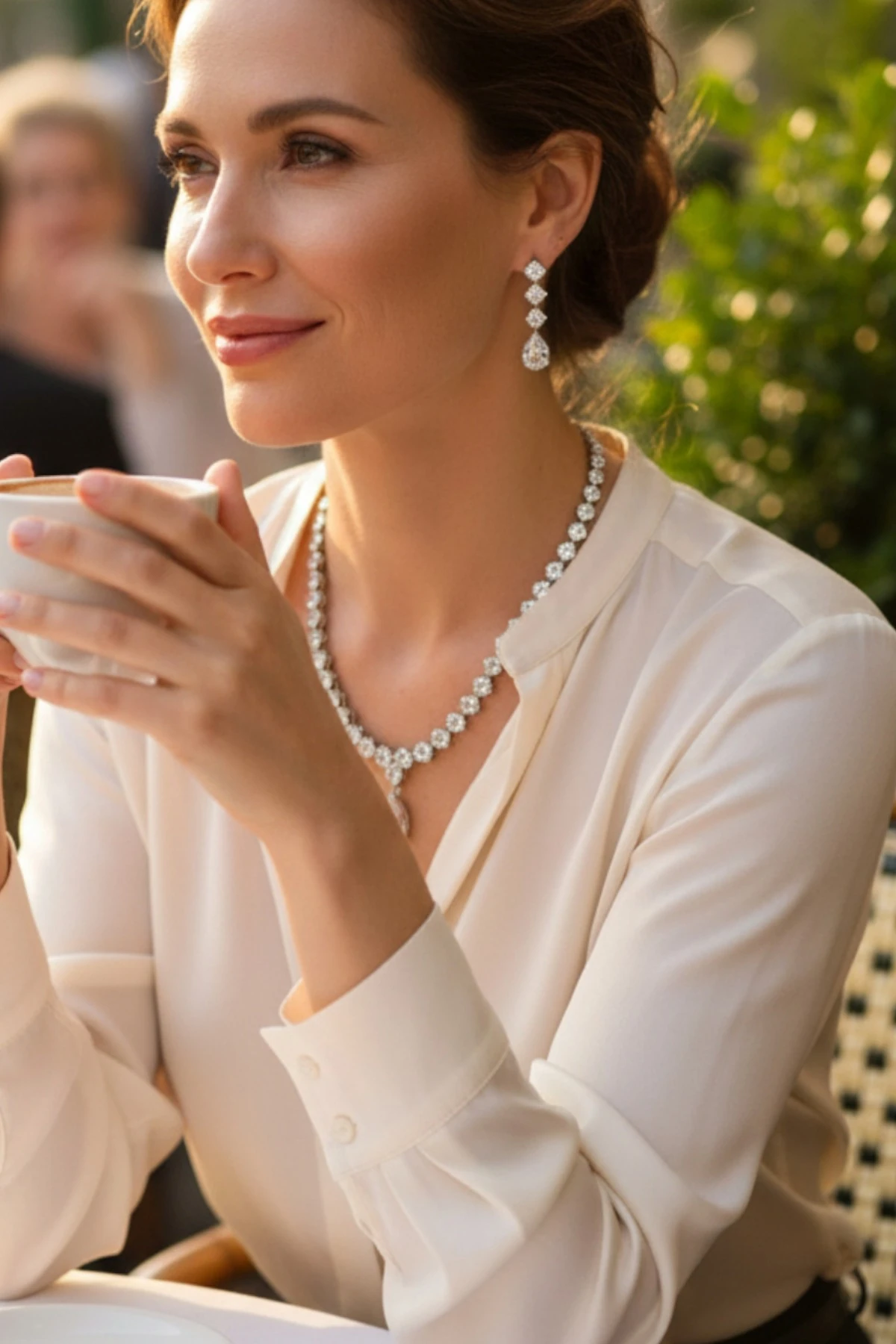 Kadın Bijuteri Kolye Küpe Set - Crystal Model Baget Taşlı Zarif Su Yolu Set