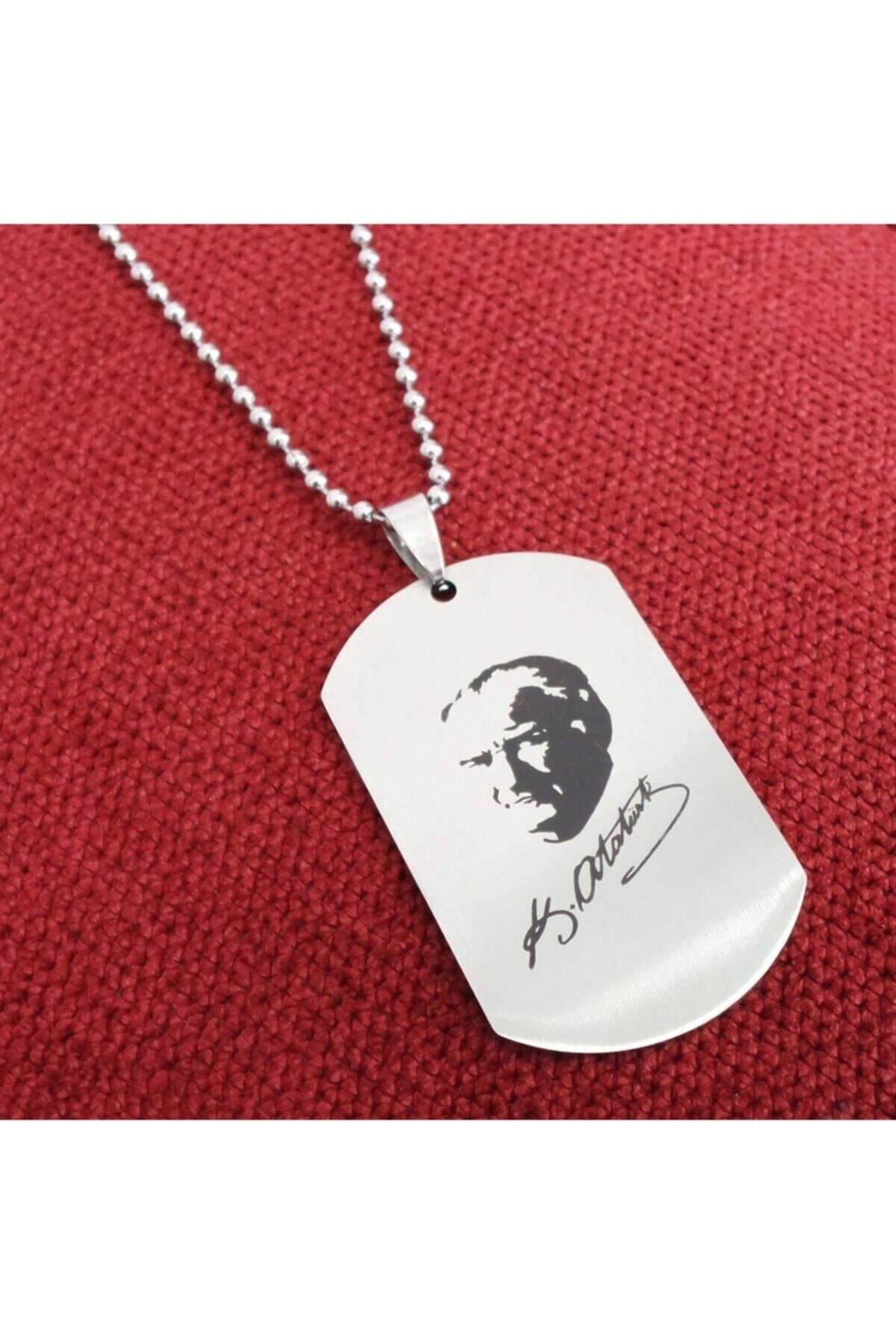 Erkek Çelik Atatürk İmzalı Zincir Kolye
