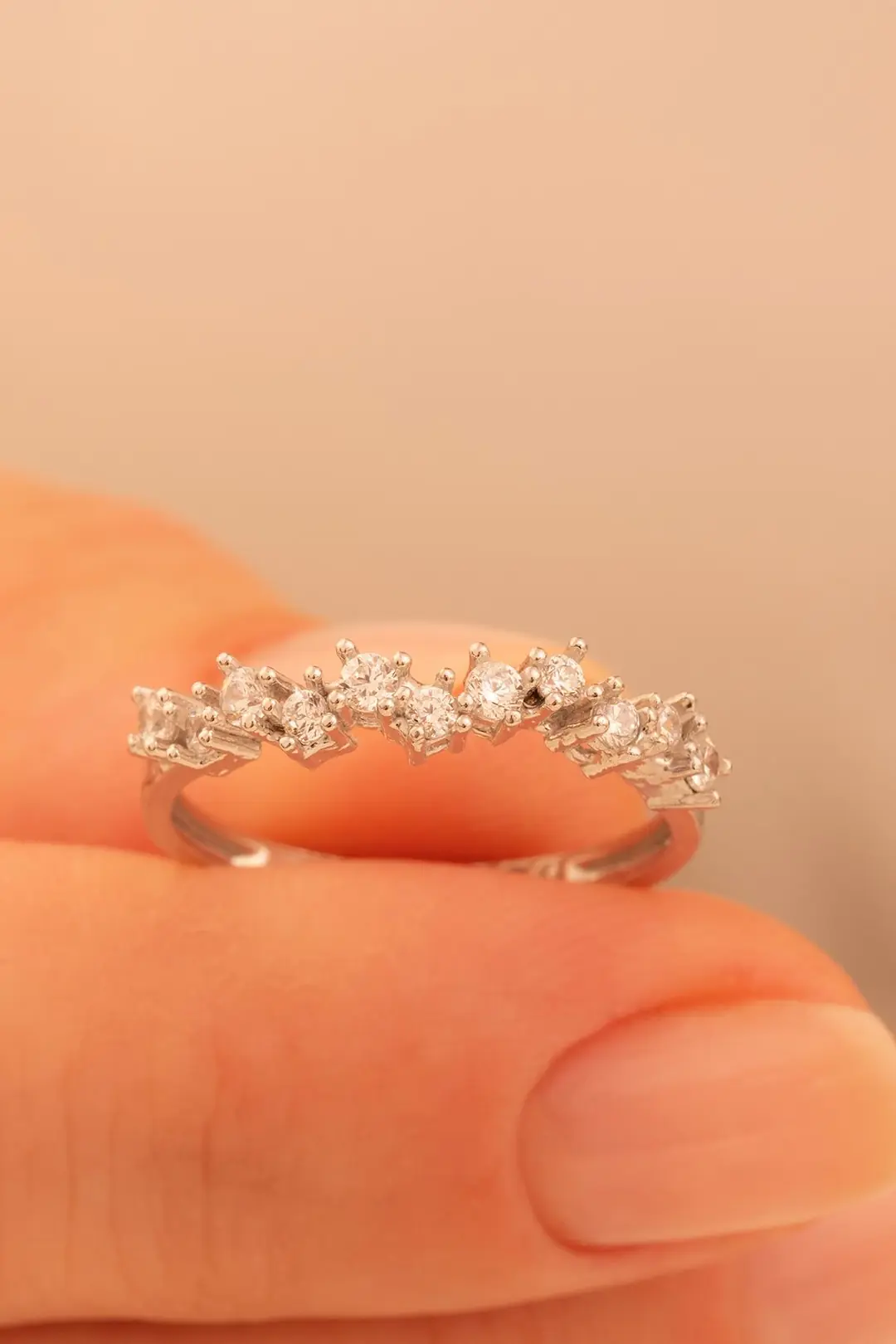 Women's Silver Ring Nigar Zircon Stone-set Leaf Women's Ring