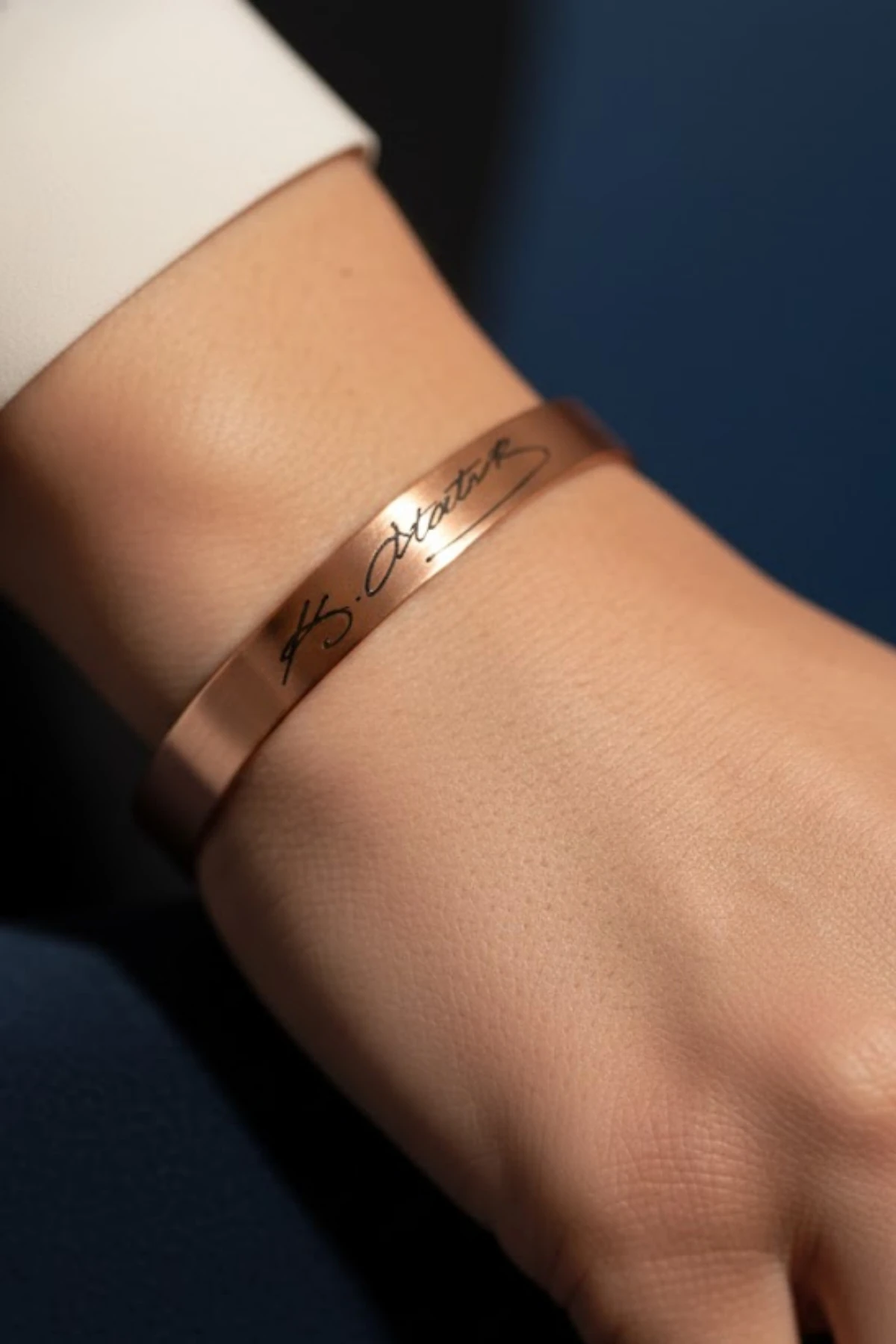 Erkek Kadın Bakır Bileklik - Model 2 Mustafa Kemal Atatürk İmzalı Bakır Bilezik