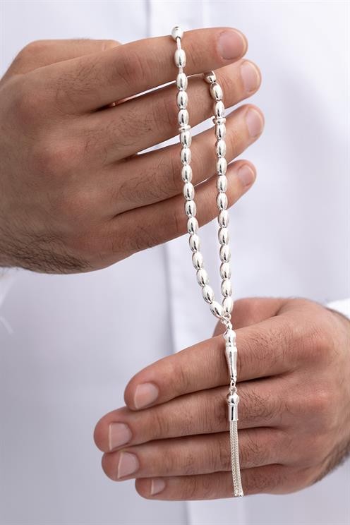 Gümüş Tespih Çizgili Büyük Boy 22gr