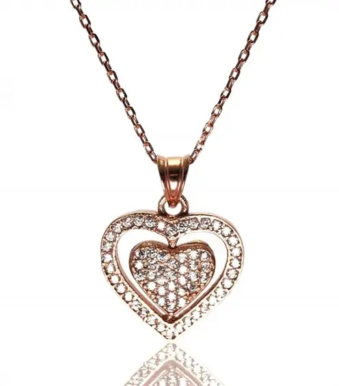 Heart Ortası Dönen Name Yazılabilen Silver Women's Necklace