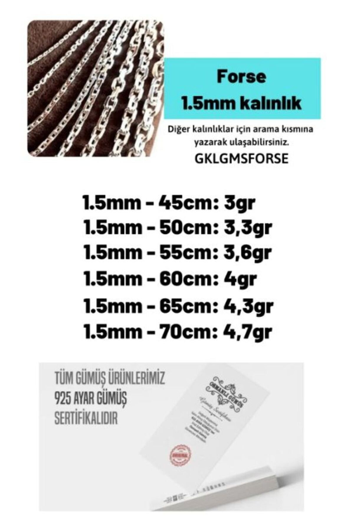 Kadın Gümüş Kolye - Forse Model 925 Ayar kadın Gümüş Kolye Zincir