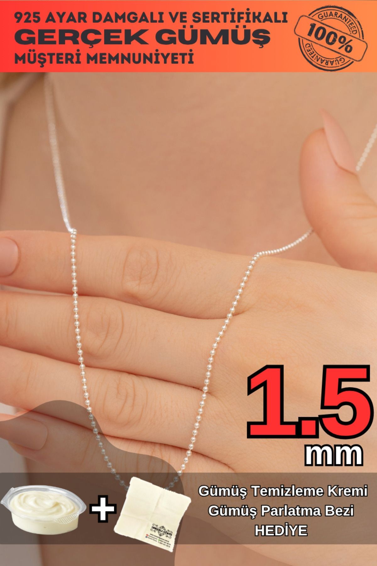 Kadın Gümüş Kolye - Top Zincir Model 925 Ayar Gümüş Kadın Kolye Zincir