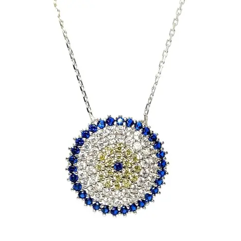 Evil Eye Bead Women's Silver Necklace
